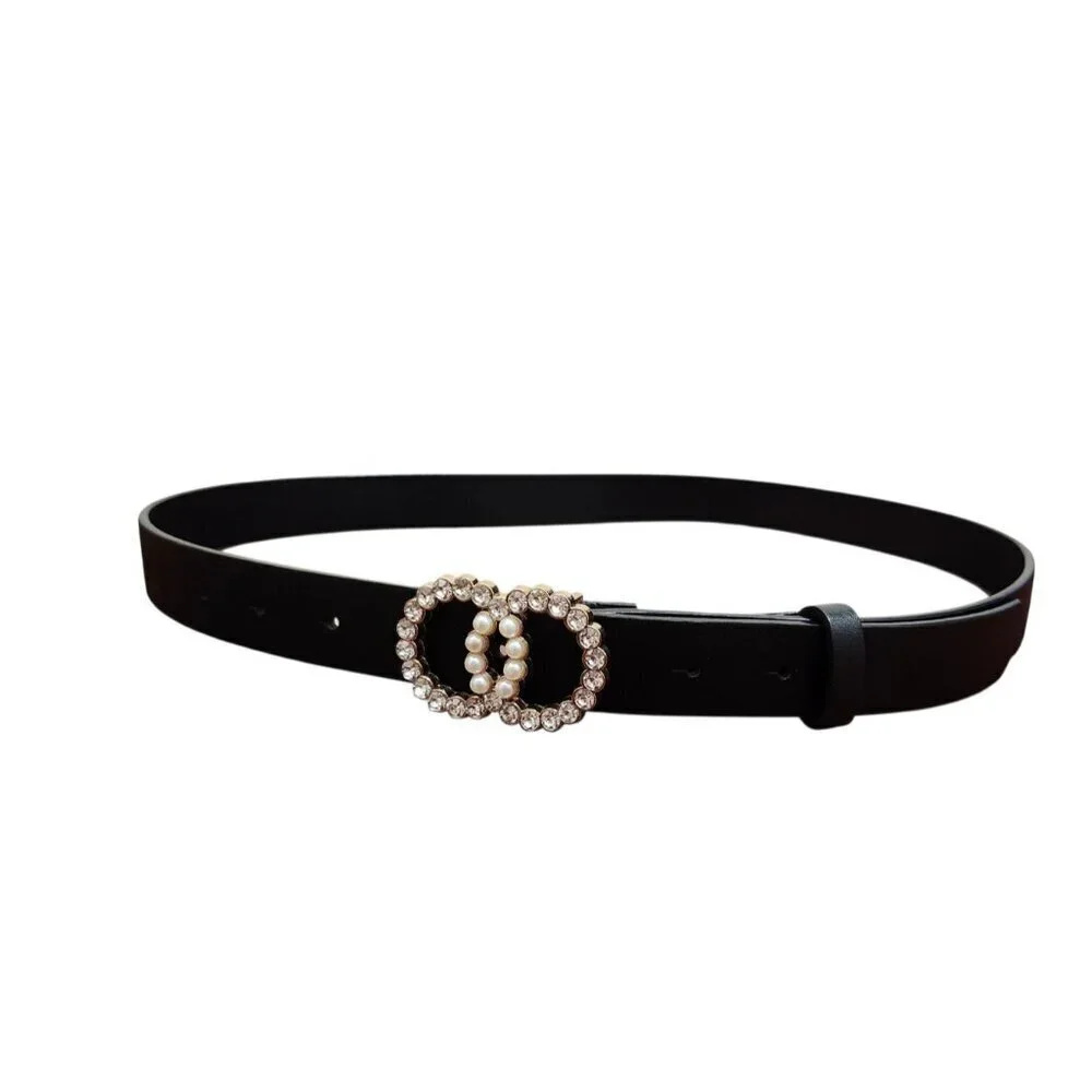 Primark Waist Belt with Pearl Rhinestone Buckle |Elegant Retro Glam Accessory S